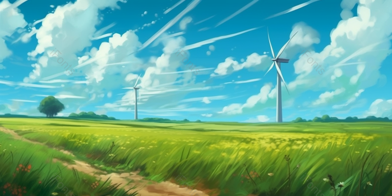 小满麦子成长丰收蓝天白云风车背景,插画/手绘图,插画/手绘图库,插画/手绘图下载,插画/手绘
